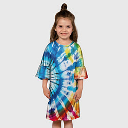 Платье клеш для девочки Арт нейросети в стиле тай-дай, цвет: 3D-принт — фото 2