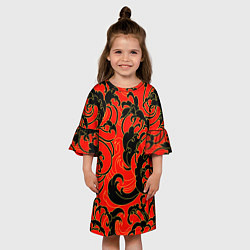 Платье клеш для девочки Plant tattoo - irezumi, цвет: 3D-принт — фото 2