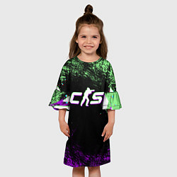 Платье клеш для девочки Counter Strike 2 - Neon, цвет: 3D-принт — фото 2