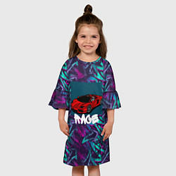 Платье клеш для девочки Гоночный авто, цвет: 3D-принт — фото 2