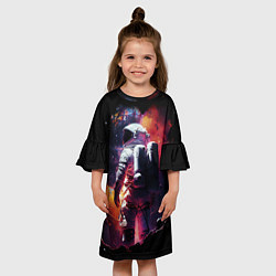 Платье клеш для девочки Космонавт на неизвестной планете, цвет: 3D-принт — фото 2