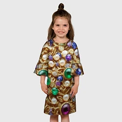 Платье клеш для девочки Россыпь драгоценностей, цвет: 3D-принт — фото 2