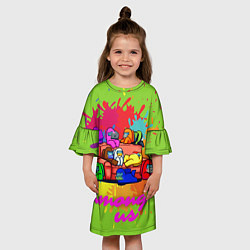Платье клеш для девочки Among us splash meeting, цвет: 3D-принт — фото 2