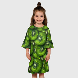 Платье клеш для девочки Сочная текстура из киви, цвет: 3D-принт — фото 2