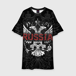 Платье клеш для девочки Герб России с надписью Russia, цвет: 3D-принт