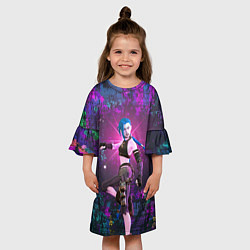 Платье клеш для девочки Jinx из Аркейн, цвет: 3D-принт — фото 2