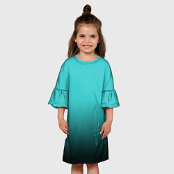 Платье клеш для девочки Силуэт лисы на градиентном фоне, цвет: 3D-принт — фото 2