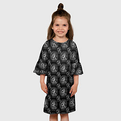Платье клеш для девочки Черно-белый буквенный паттерн, цвет: 3D-принт — фото 2