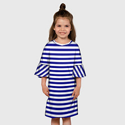 Платье клеш для девочки Тельняшка синяя ВМФ, цвет: 3D-принт — фото 2