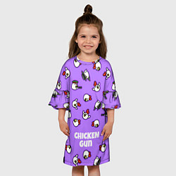Платье клеш для девочки Chicken Gun - паттерн, цвет: 3D-принт — фото 2
