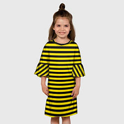 Платье клеш для девочки Черно-желтые осиные полосы, цвет: 3D-принт — фото 2