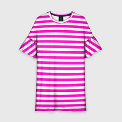 Платье клеш для девочки Ярко-розовые полосы, цвет: 3D-принт
