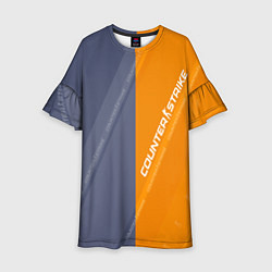 Платье клеш для девочки Counter Strike 2 Blue Orange Pattern, цвет: 3D-принт