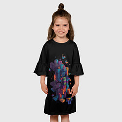 Платье клеш для девочки Tetris abstract, цвет: 3D-принт — фото 2