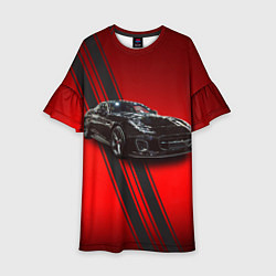 Платье клеш для девочки Английский спортивный автомобиль Jaguar, цвет: 3D-принт