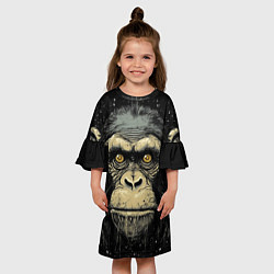 Платье клеш для девочки Портрет обезьяны: арт нейросети, цвет: 3D-принт — фото 2