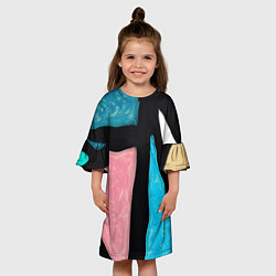 Платье клеш для девочки Переливы красок, цвет: 3D-принт — фото 2