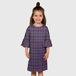 Платье клеш для девочки Джентльмены Шотландка темно-фиолетовая, цвет: 3D-принт — фото 2