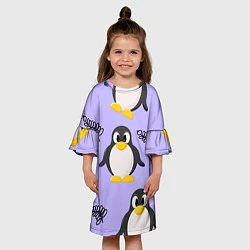 Платье клеш для девочки Пингвин и веточка, цвет: 3D-принт — фото 2