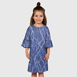 Платье клеш для девочки Электрический разряд на голубом фоне, цвет: 3D-принт — фото 2