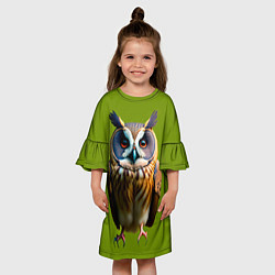 Платье клеш для девочки Разноцветная сова, цвет: 3D-принт — фото 2