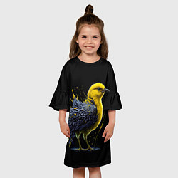 Платье клеш для девочки Цыпленок в красках, цвет: 3D-принт — фото 2
