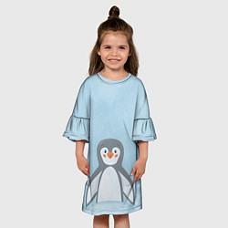 Платье клеш для девочки Пингвиненок, цвет: 3D-принт — фото 2