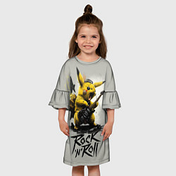 Платье клеш для девочки Пикачу рокер, цвет: 3D-принт — фото 2