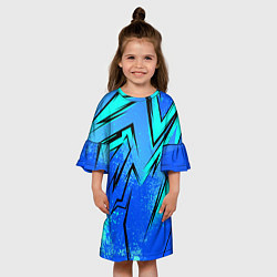 Платье клеш для девочки Sport uniform - синие брызки, цвет: 3D-принт — фото 2