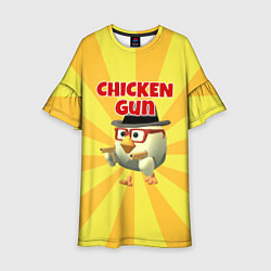 Платье клеш для девочки Chicken Gun с пистолетами, цвет: 3D-принт
