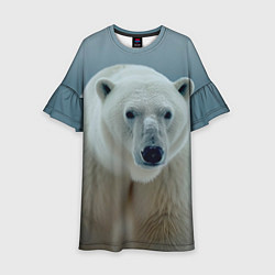 Платье клеш для девочки Белый медведь полярный, цвет: 3D-принт