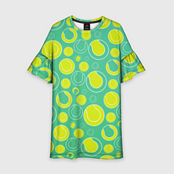 Платье клеш для девочки Теннисные мячики, цвет: 3D-принт