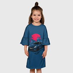 Платье клеш для девочки Nissan GTR Godzilla, цвет: 3D-принт — фото 2