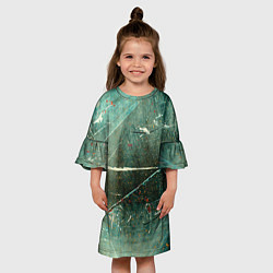 Платье клеш для девочки Серо-зелёный стиль, цвет: 3D-принт — фото 2