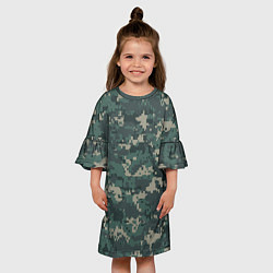 Платье клеш для девочки Зелено-серый камуфляжный фон, цвет: 3D-принт — фото 2