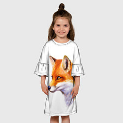 Платье клеш для девочки Лисица полная заливка, цвет: 3D-принт — фото 2