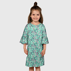 Платье клеш для девочки Пастельные сердца паттерн, цвет: 3D-принт — фото 2