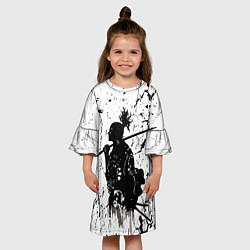 Платье клеш для девочки Самурай - древний воин, цвет: 3D-принт — фото 2