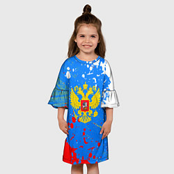 Платье клеш для девочки Россия 2024 герб флаг, цвет: 3D-принт — фото 2