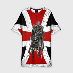 Платье клеш для девочки Рыцарь на фоне мальтийского креста, цвет: 3D-принт