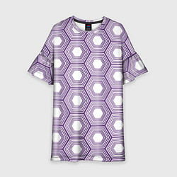 Платье клеш для девочки Шестиугольники фиолетовые, цвет: 3D-принт