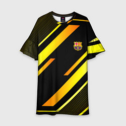 Платье клеш для девочки ФК Барселона эмблема, цвет: 3D-принт