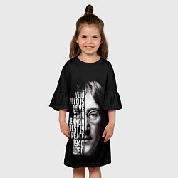 Платье клеш для девочки Джон Леннон легенда, цвет: 3D-принт — фото 2