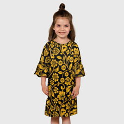Платье клеш для девочки Золотая хохлома, цвет: 3D-принт — фото 2