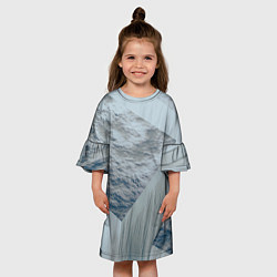 Платье клеш для девочки Серая стена и блоки, цвет: 3D-принт — фото 2