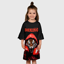 Платье клеш для девочки Boxing tiger, цвет: 3D-принт — фото 2