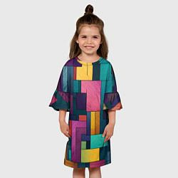 Платье клеш для девочки Современные геометрические фигуры, цвет: 3D-принт — фото 2