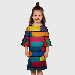 Платье клеш для девочки Цветные кирпичики, цвет: 3D-принт — фото 2