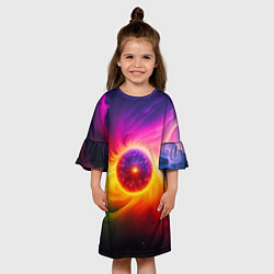 Платье клеш для девочки Неоновое солнце, цвет: 3D-принт — фото 2