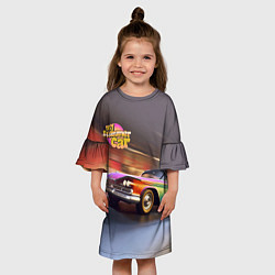 Платье клеш для девочки My summer car 1961 Plymouth Fury, цвет: 3D-принт — фото 2